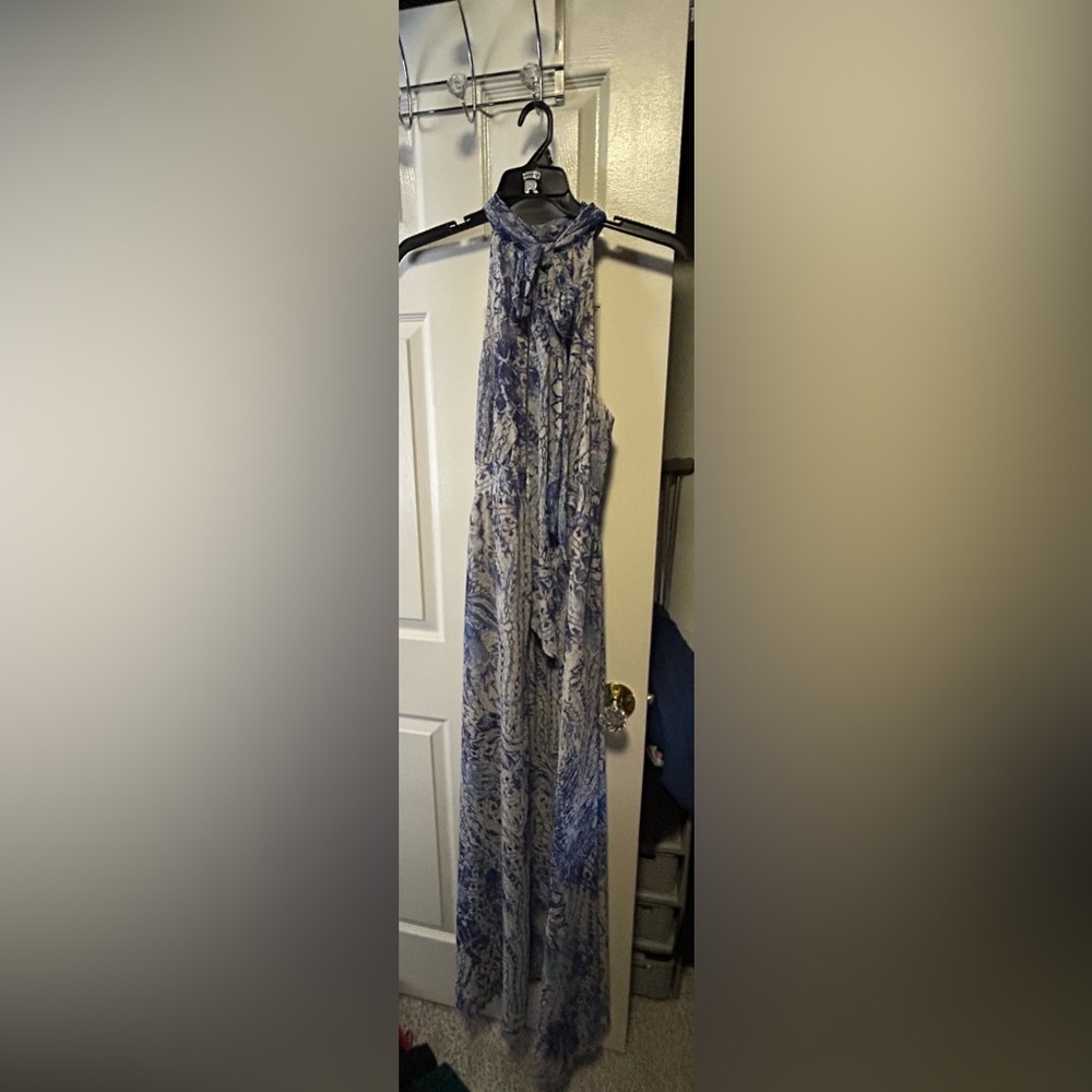 Elegant Blue and White halter dress - Picture 1 of 6